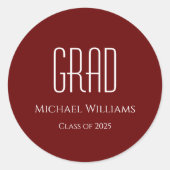 Afstuderen Klasse van 2024 Rood Ronde Sticker (Voorkant)