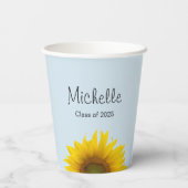Afstuderen Klasse van 2024 Zonnebloem Blauw Papieren Bekers (Achterkant)