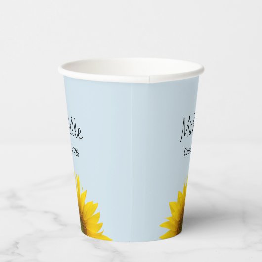 Afstuderen Klasse van 2024 Zonnebloem Blauw Papieren Bekers (Rechts)