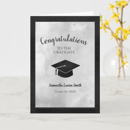 Afstuderen Klasse van 2024 Zwart Wit Kaart (Gele Bloem)