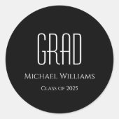 Afstuderen Klasse van 2024 Zwart Wit Ronde Sticker (Voorkant)
