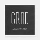 Afstuderen Klasse van 2024 Zwart Wit Servet (Voorkant)