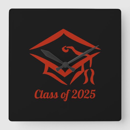 Afstuderen Klasse van 2025 BLKBRD Aanpassen Jaar Vierkante Klok (Voorkant)