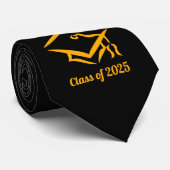 Afstuderen Klasse van 2025 BLKGLD Aanpassen Jaar Stropdas (Opgerold)