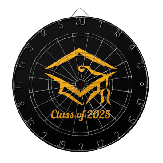 Afstuderen Klasse van 2025 BLKGLD Custom Year Name Dartbord (Voorkant)