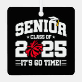 Afstuderen Klasse van 2025 Cheerleader Cheer Senio Metalen Ornament (Achterkant)