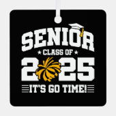 Afstuderen Klasse van 2025 Cheerleader Cheer Senio Metalen Ornament (Voorkant)