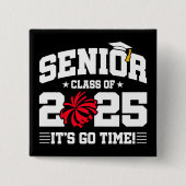 Afstuderen Klasse van 2025 Cheerleader Cheer Senio Vierkante Button 5,1 Cm (Voorkant)