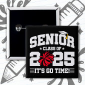 Afstuderen Klasse van 2025 Cheerleader Cheer Senio Vierkante Button 5,1 Cm