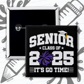 Afstuderen Klasse van 2025 Cheerleader Cheer Senio Vierkante Button 5,1 Cm