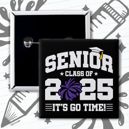 Afstuderen Klasse van 2025 Cheerleader Cheer Senio Vierkante Button 5,1 Cm