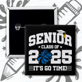 Afstuderen Klasse van 2025 Cheerleader Cheer Senio Vierkante Button 5,1 Cm