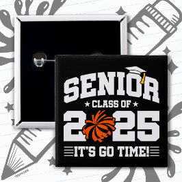 Afstuderen Klasse van 2025 Cheerleader Cheer Senio Vierkante Button 5,1 Cm