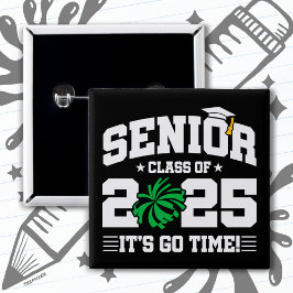 Afstuderen Klasse van 2025 Cheerleader Cheer Senio Vierkante Button 5,1 Cm