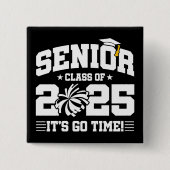 Afstuderen Klasse van 2025 Cheerleader Cheer Senio Vierkante Button 5,1 Cm (Voorkant)