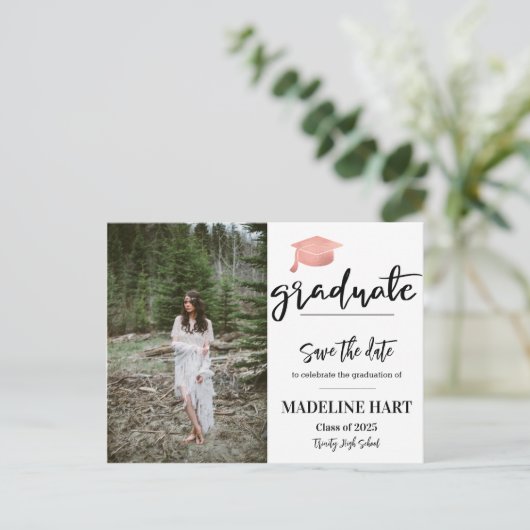Afstuderen Klasse van 2025 | De datumfoto opslaan Aankondigingskaart (Staand voorkant)
