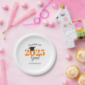 Afstuderen Klasse van 2025 Eenvoudig Sinaasappel e Papieren Bordje (Feest)