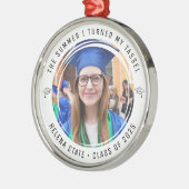 Afstuderen Klasse van 2025 Foto Keepsake Metalen Ornament (Links)