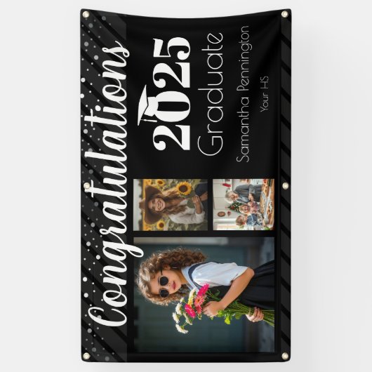 Afstuderen Klasse van 2025 Fotocollage Spandoek (Verticaal)