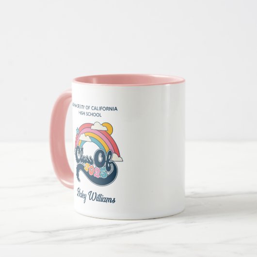 Afstuderen Klasse van 2025 Gift Retro Gepersonalis Mok (Voorkant links)