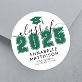 Afstuderen Klasse van 2025 Groen Afstuderen Ronde Sticker