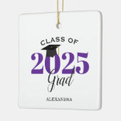 Afstuderen Klasse van 2025 Modern Paarse Keramisch Ornament (Links)