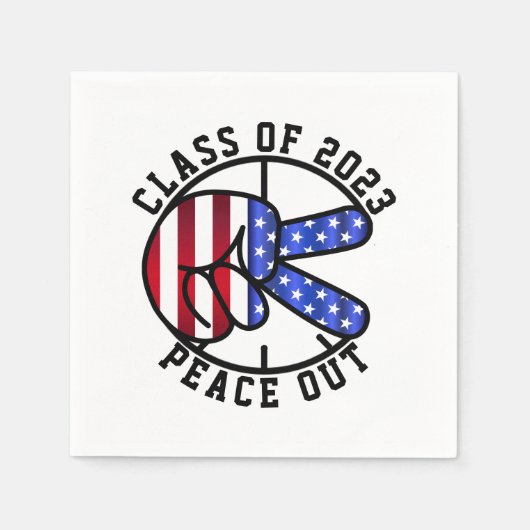 Afstuderen Klasse van 2025 Peace Out Party Supplie Servet (Voorkant)