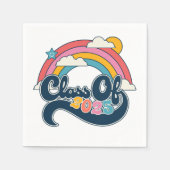 Afstuderen Klasse van 2025 Regenboog Retro Servett Servet (Voorkant)