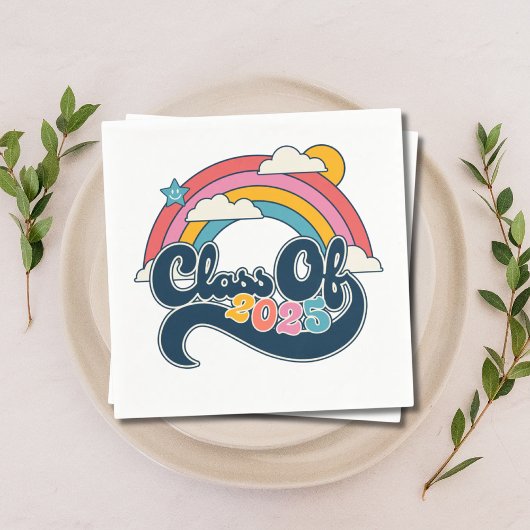 Afstuderen Klasse van 2025 Regenboog Retro Servett Servet