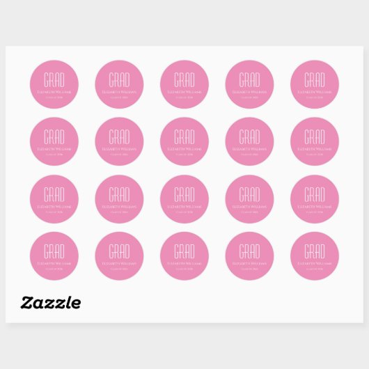 Afstuderen Klasse van 2025 Roze Minimalist Ronde Sticker (Vel)
