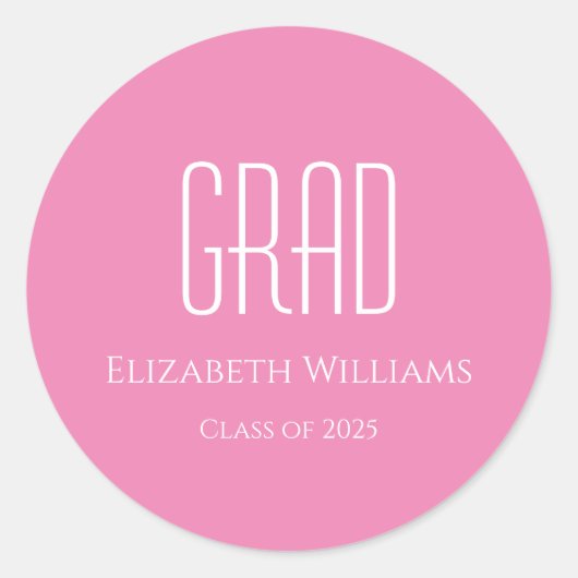 Afstuderen Klasse van 2025 Roze Minimalist Ronde Sticker (Voorkant)