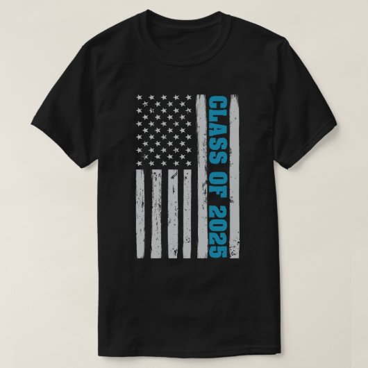 Afstuderen klasse van 2025 Senior Amerikaanse vlag T-shirt (Design voorkant)