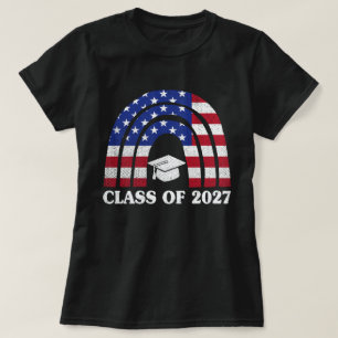 Afstuderen Klasse van 2027 Regenboog Amerikaanse v T-shirt