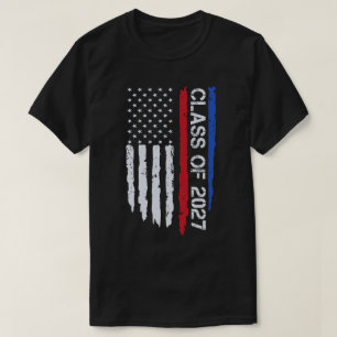 Afstuderen klasse van 2027 Senior Amerikaanse vlag T-shirt