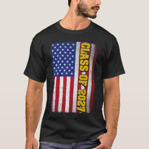 Afstuderen klasse van 2027 Senior Amerikaanse vlag T-shirt