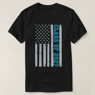 Afstuderen klasse van 2027 Senior Amerikaanse vlag T-shirt