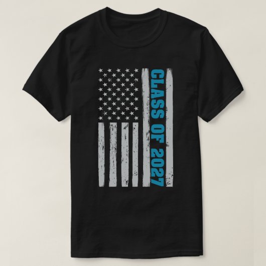 Afstuderen klasse van 2027 Senior Amerikaanse vlag T-shirt (Design voorkant)