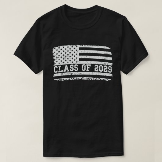 Afstuderen klasse van 2029 Senior Amerikaanse vlag T-shirt (Design voorkant)