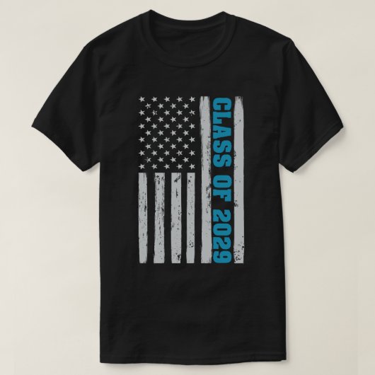 Afstuderen klasse van 2029 Senior Amerikaanse vlag T-shirt (Design voorkant)