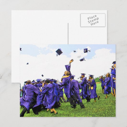 Afstuderen Klasse van 20XX Afro-Amerikaans Foto Briefkaart (Voorkant / Achterkant)