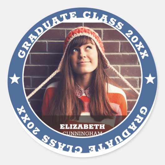Afstuderen Klasse van 20XX Afstuderen Foto Ronde Sticker (Voorkant)