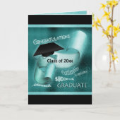 Afstuderen Klasse van 20xx Elegant blauwgroen Kaart (Gele Bloem)