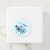Afstuderen Klasse van 20XX Floral Blue Paarse Bedankjes Labels (In situ)