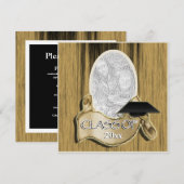 Afstuderen klasse van 20xx fotoelegant hout kaart (Voorkant / Achterkant)