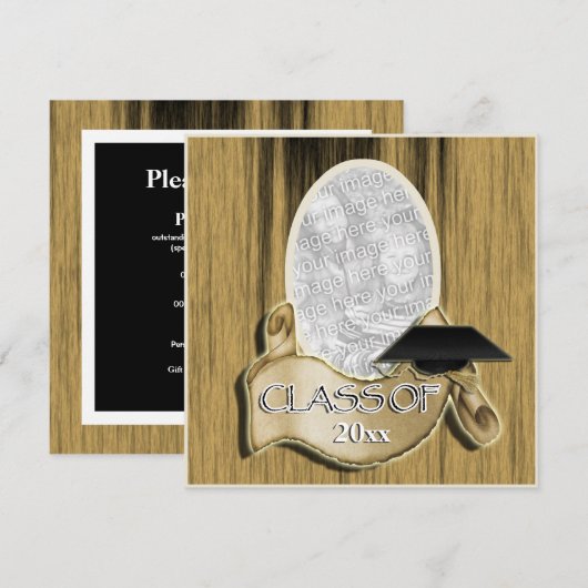Afstuderen klasse van 20xx fotoelegant hout kaart (Voorkant / Achterkant)