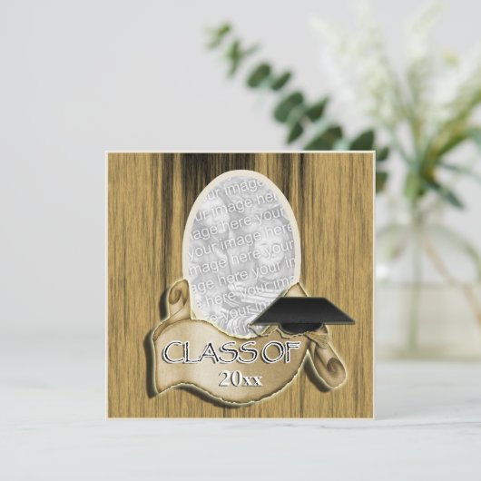 Afstuderen klasse van 20xx fotoelegant hout kaart (Staand voorkant)