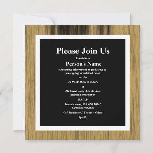 Afstuderen klasse van 20xx fotoelegant hout kaart (Achterkant)