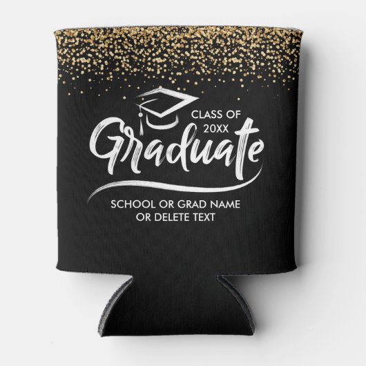 Afstuderen Klasse van 20XX Gold Glitter Custom Blikjeskoeler (Voorkant)