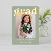 Afstuderen Klasse van 20XX Moderne Foto Afstuderen Folie Feestdagenkaart (Staand Voorkant)
