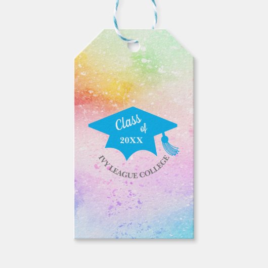 Afstuderen Klasse van 20XX Regenboog Artsy Cadeaulabel (Voorkant)